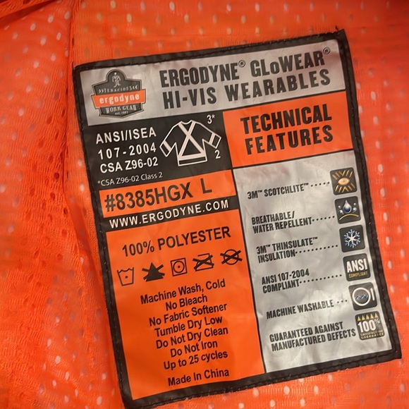 Ergodyne GloWear High Vis warm 4-in-1 Reflective Safety Jacket Orange size Large - Picture 9 of 16